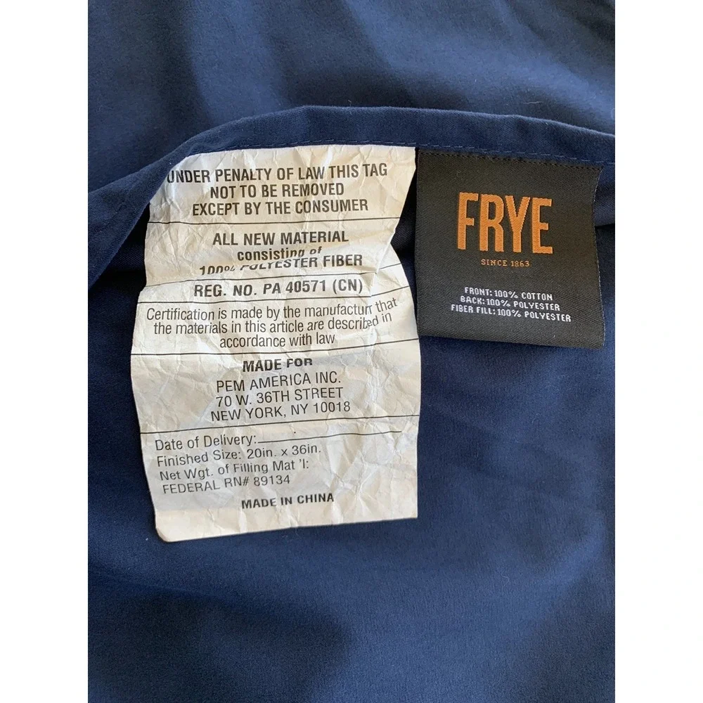 FRYE Set‎ of 2 Pillow Shams Blue Gray Stripe Sporty Cotton Nautical STANDARD
